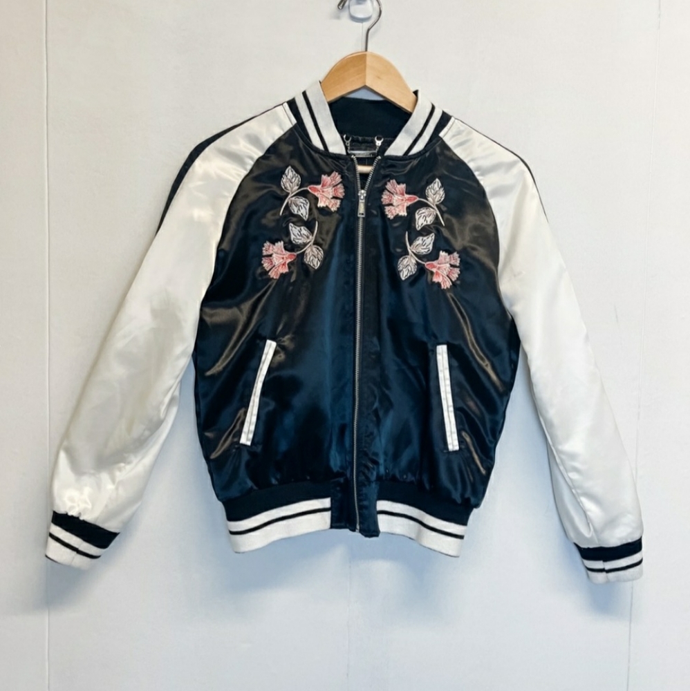 Ødyn Satin Floral Embroidered Bomber Jacket S